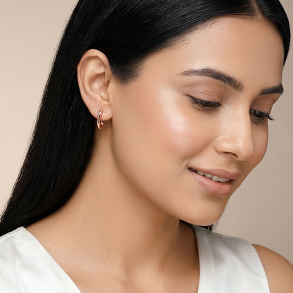 Rose Gold Contemporary Hoop Earrings