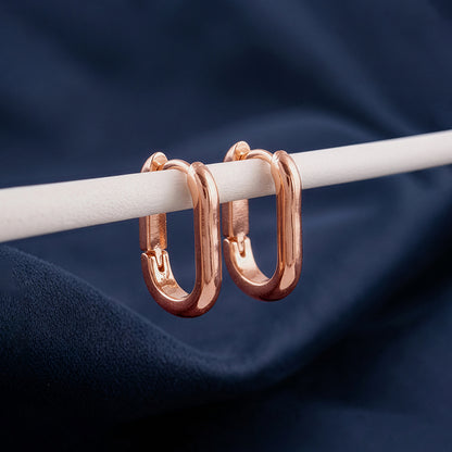 Rose Gold Contemporary Hoop Earrings