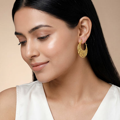 Golden Half Mandala Hoop Earrings