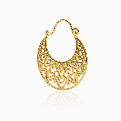 Golden Half Mandala Hoop Earrings