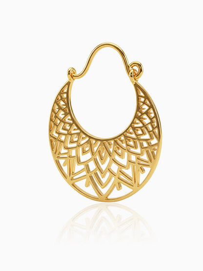 Golden Half Mandala Hoop Earrings