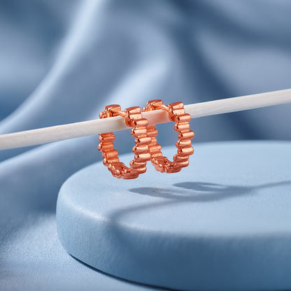 Rose Gold Fluted Huggie Hoops