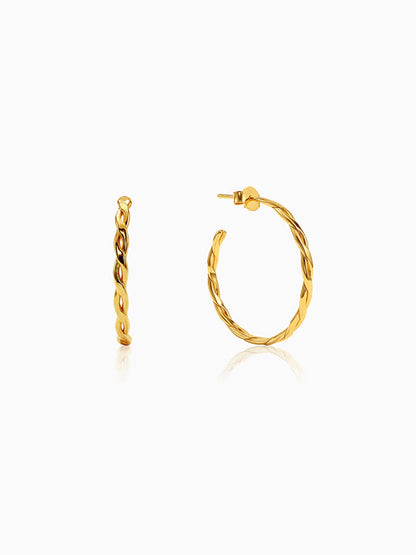 Golden Entwined Hoop Earrings