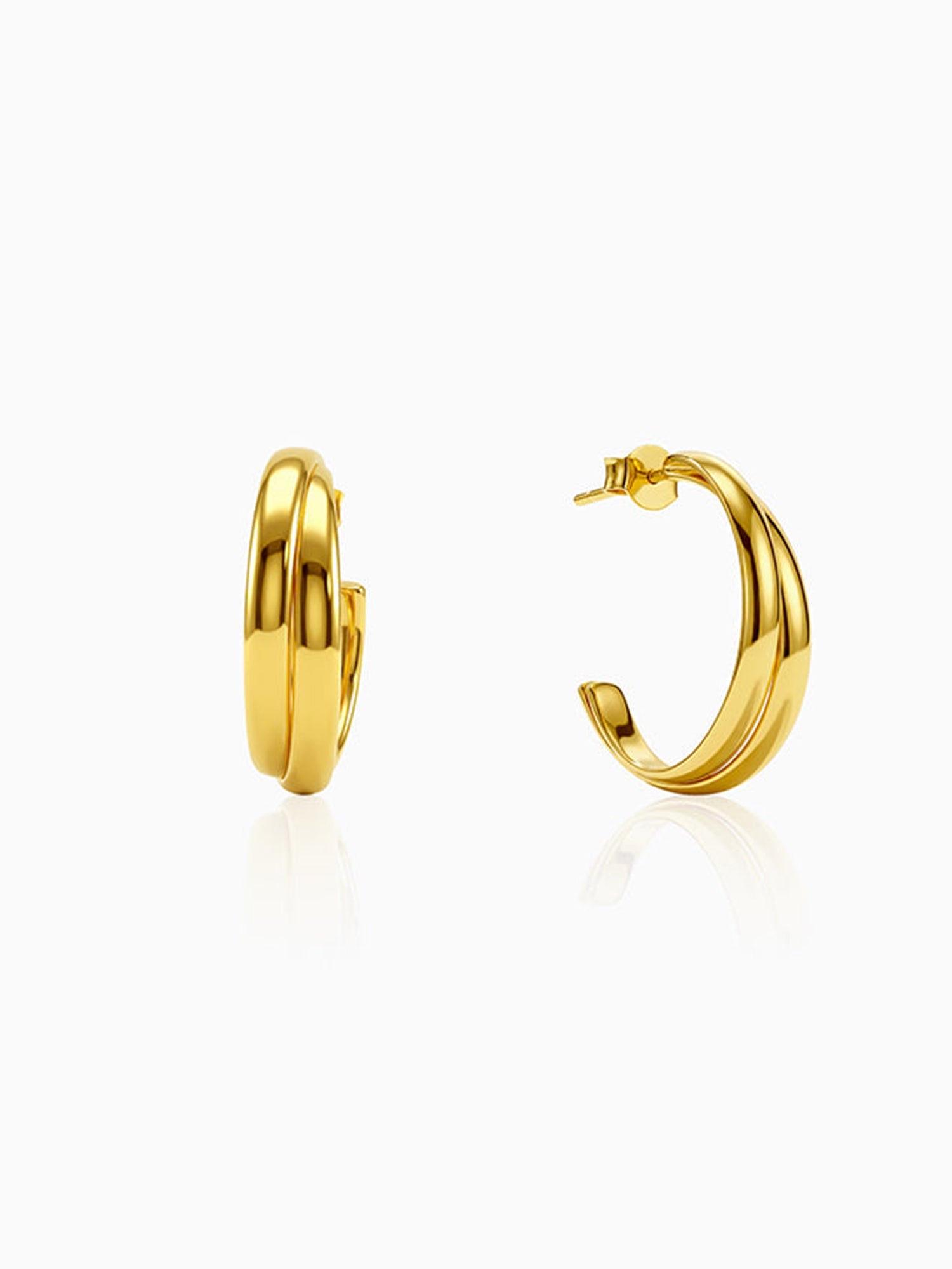 Golden Tubular Hoop Earrings