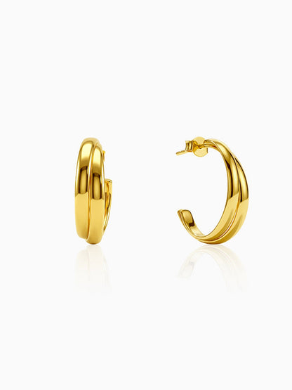 Golden Tubular Hoop Earrings