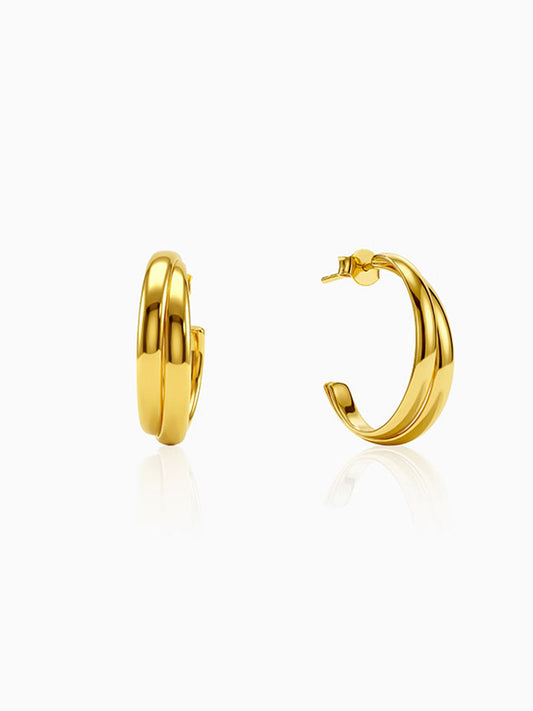 Golden Tubular Hoop Earrings