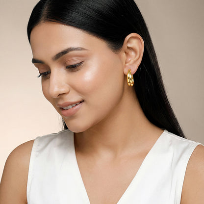 Golden Tubular Hoop Earrings
