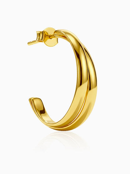 Golden Tubular Hoop Earrings