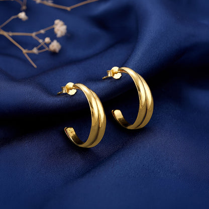 Golden Tubular Hoop Earrings