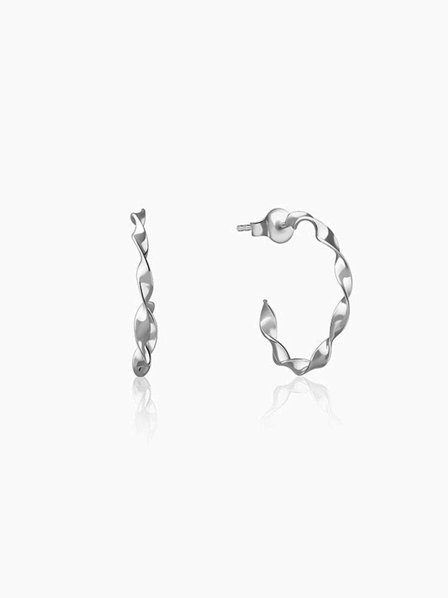 Silver Shine Twisted Hoop Earrings