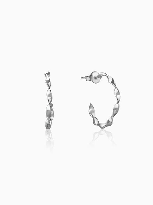 Silver Shine Twisted Hoop Earrings