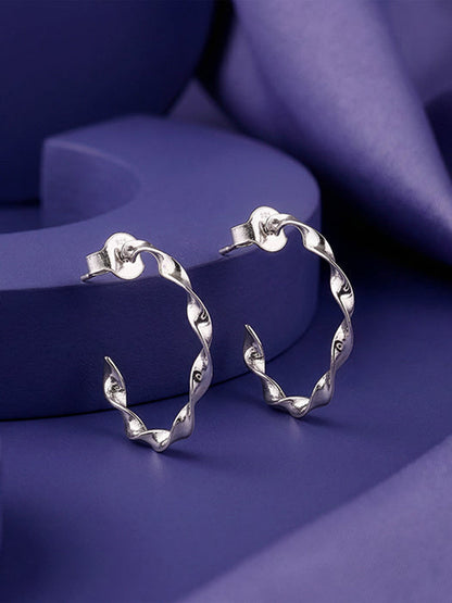 Silver Shine Twisted Hoop Earrings