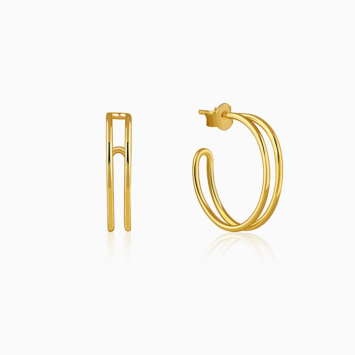 Golden Glamorous J Hoop Earrings