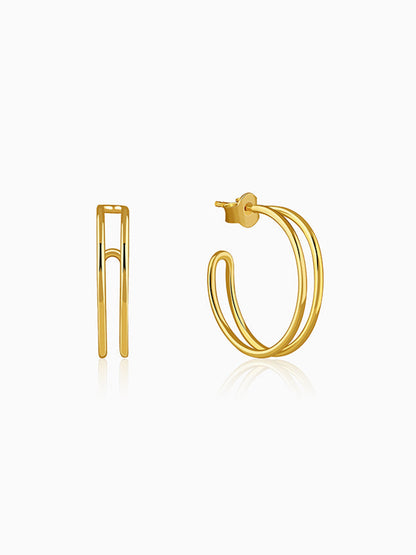 Golden Glamorous J Hoop Earrings