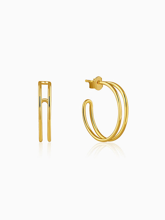 Golden Glamorous J Hoop Earrings