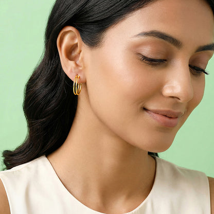 Golden Glamorous J Hoop Earrings