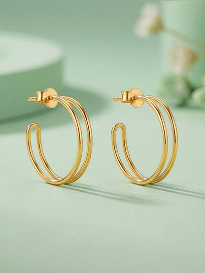 Golden Glamorous J Hoop Earrings