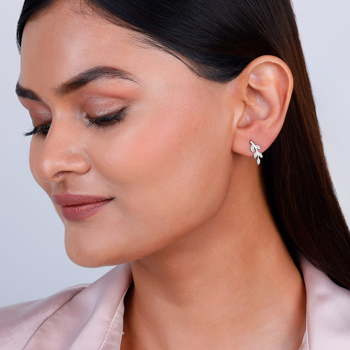 Silver Leaf Earrings – GIVA - Main Image