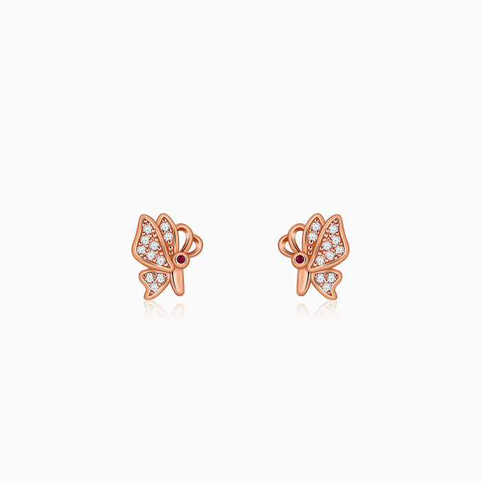 Rose Gold Butterfly Bliss Stud Earrings