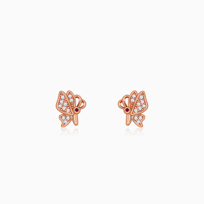Rose Gold Butterfly Bliss Stud Earrings