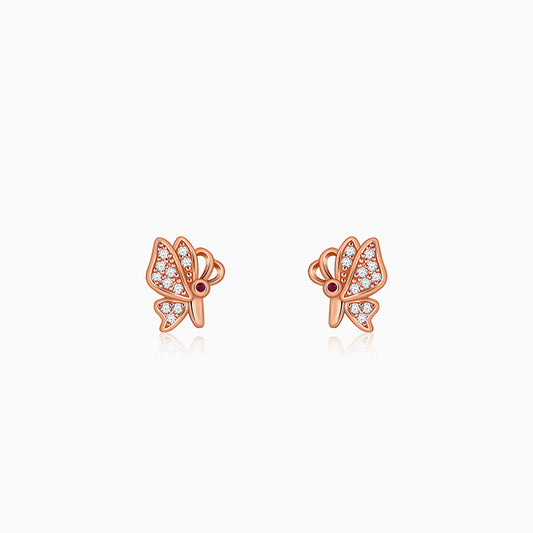 Rose Gold Butterfly Bliss Stud Earrings
