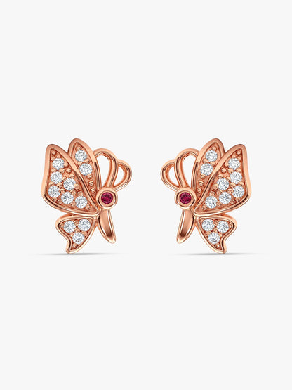 Rose Gold Butterfly Bliss Stud Earrings