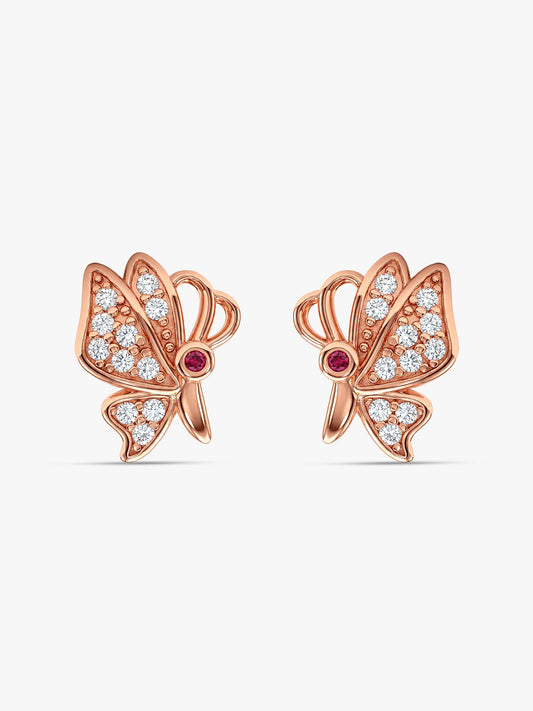 Rose Gold Butterfly Bliss Stud Earrings