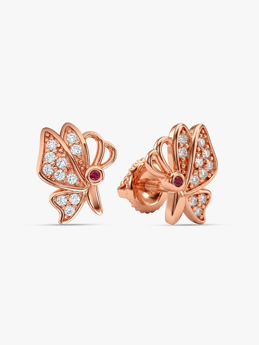 Rose Gold Butterfly Bliss Stud Earrings