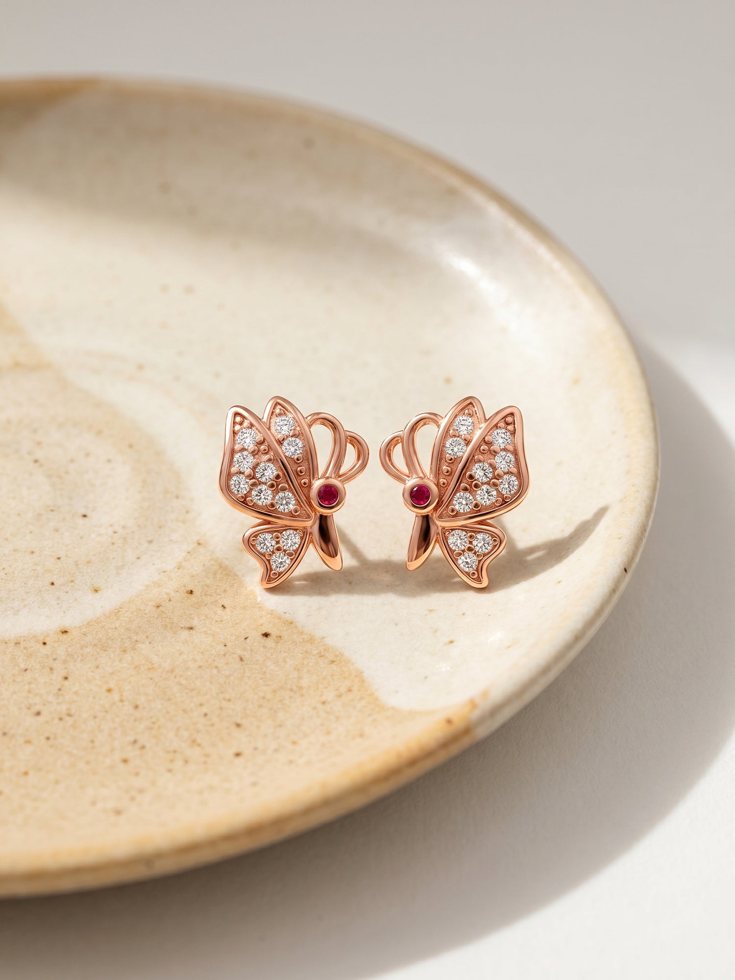 Rose Gold Butterfly Bliss Stud Earrings