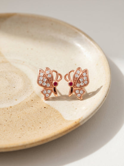 Rose Gold Butterfly Bliss Stud Earrings