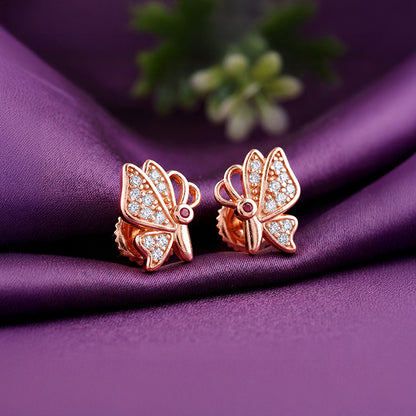 Rose Gold Butterfly Bliss Stud Earrings