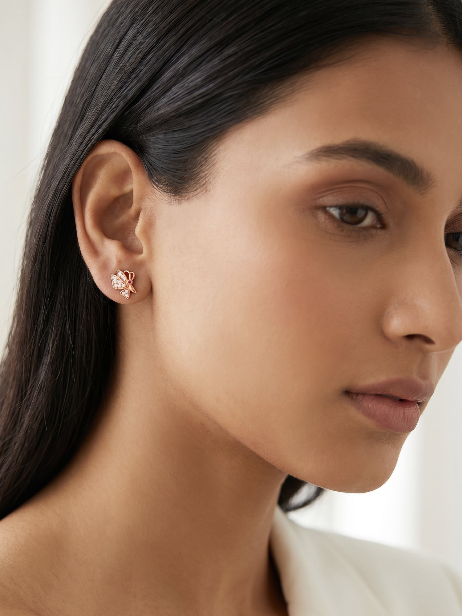 Rose Gold Butterfly Bliss Stud Earrings