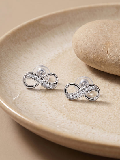 Silver Eternal Infinity Stud Earrings