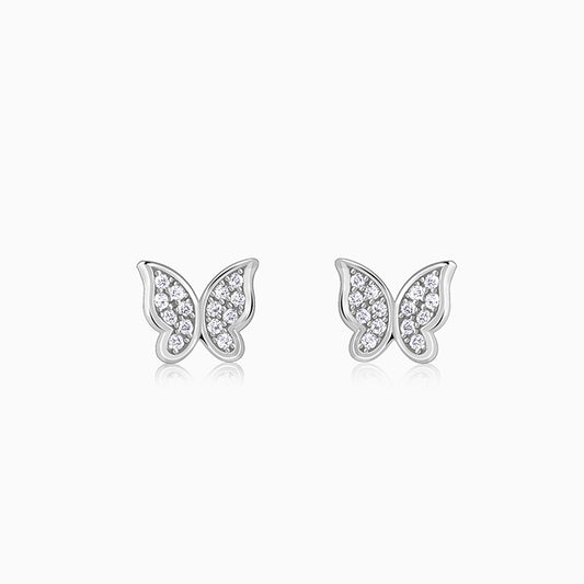 Silver Butterfly Bliss Stud Earrings