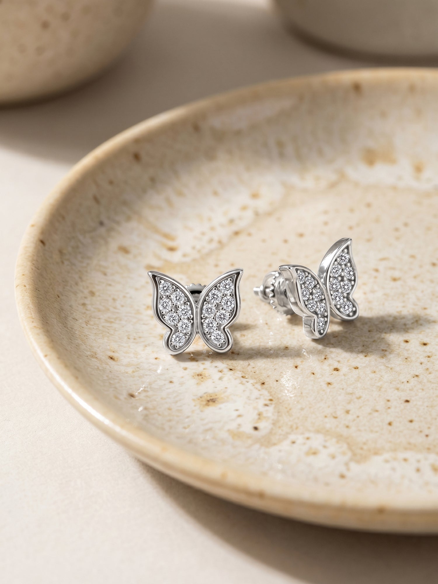 Silver Butterfly Bliss Stud Earrings