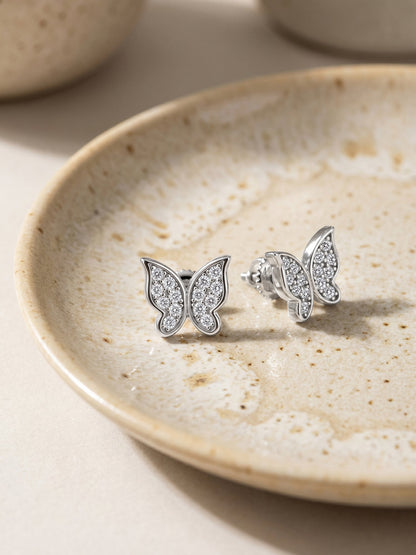 Silver Butterfly Bliss Stud Earrings