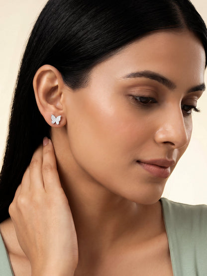 Silver Butterfly Bliss Stud Earrings