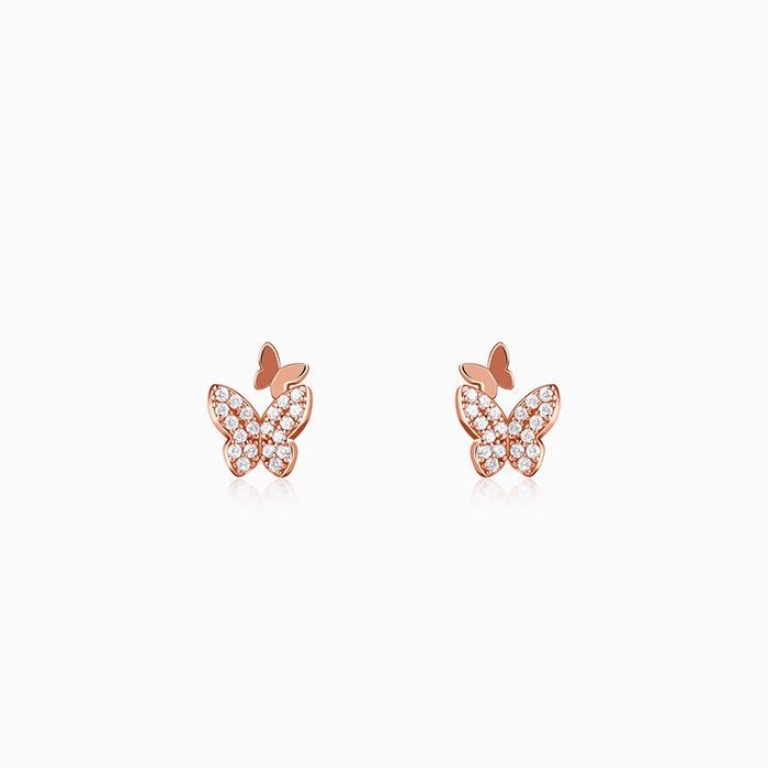 Rose Gold Glint Butterfly Stud Earrings