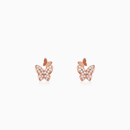 Rose Gold Glint Butterfly Stud Earrings