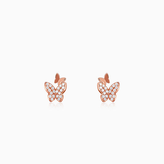 Rose Gold Glint Butterfly Stud Earrings