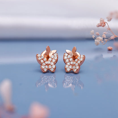 Rose Gold Glint Butterfly Stud Earrings