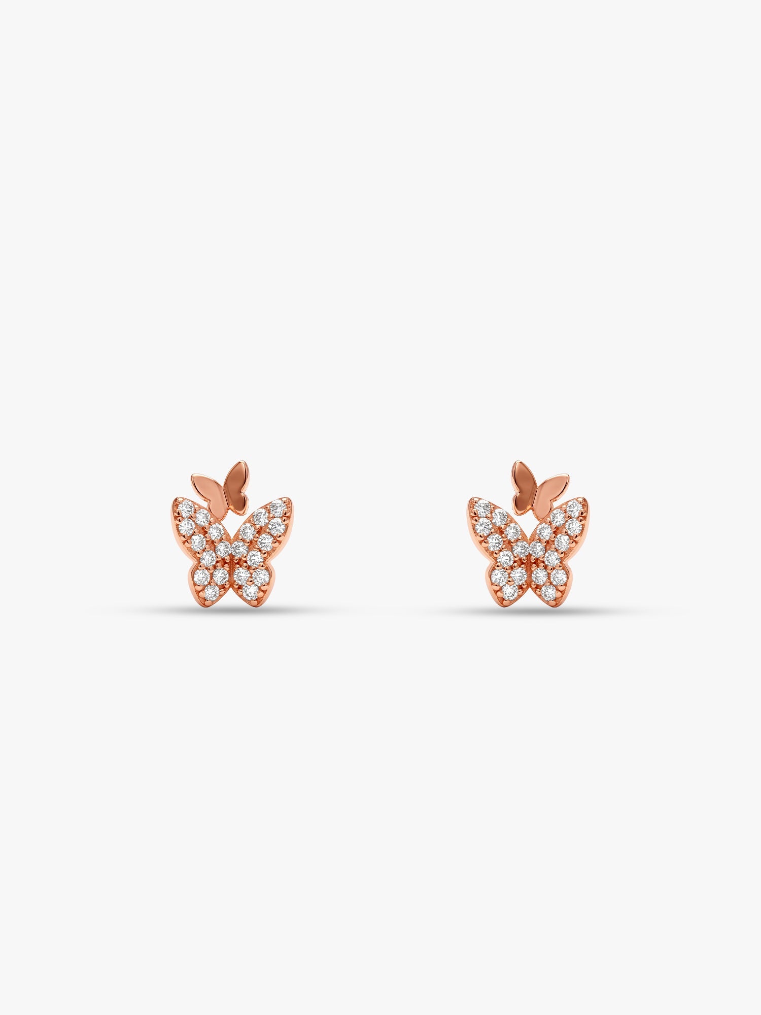 Rose Gold Glint Butterfly Stud Earrings