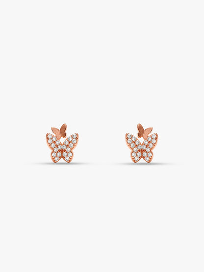 Rose Gold Glint Butterfly Stud Earrings