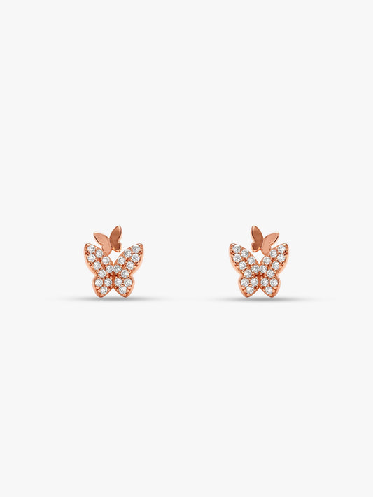 Rose Gold Glint Butterfly Stud Earrings