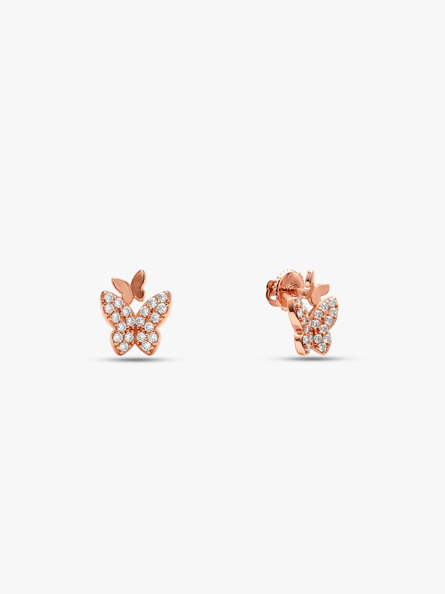 Rose Gold Glint Butterfly Stud Earrings