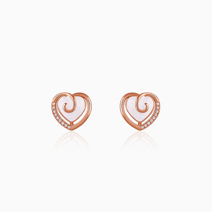 Rose Gold Crazy Heart Stud Earrings