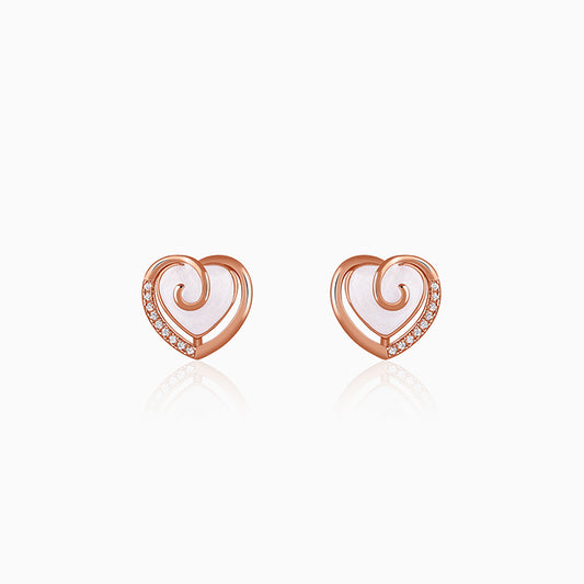 Rose Gold Crazy Heart Stud Earrings