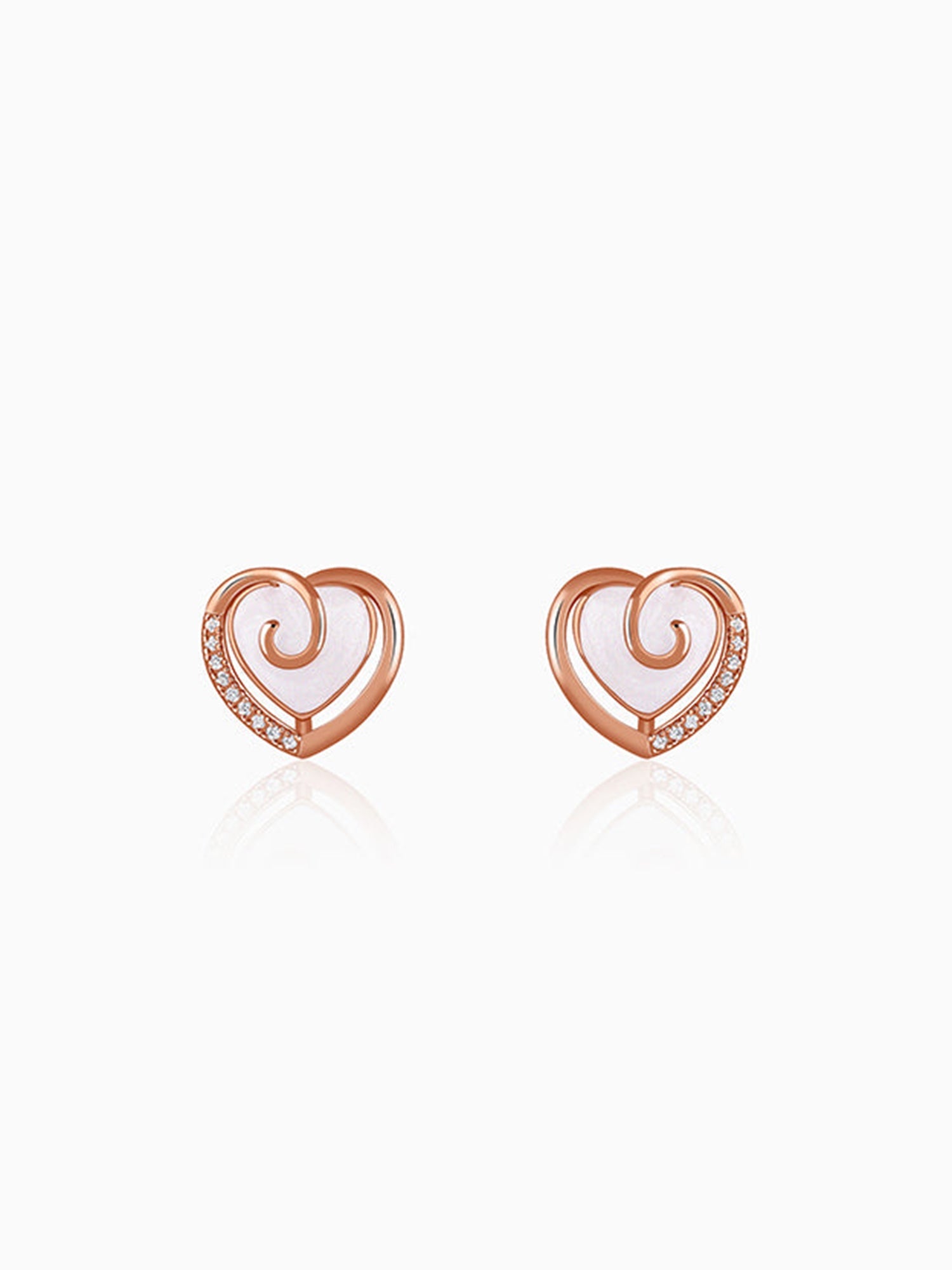 Rose Gold Crazy Heart Stud Earrings