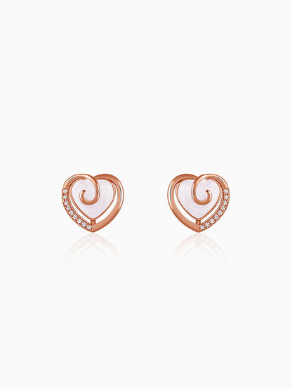 Rose Gold Crazy Heart Stud Earrings
