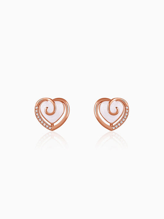 Rose Gold Crazy Heart Stud Earrings